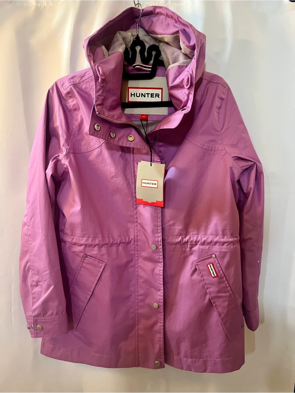 Hunter Adela Womens Rain Jacket S Mystic Peony Hooded Waterproof Coat NWT - Picture 5 of 10